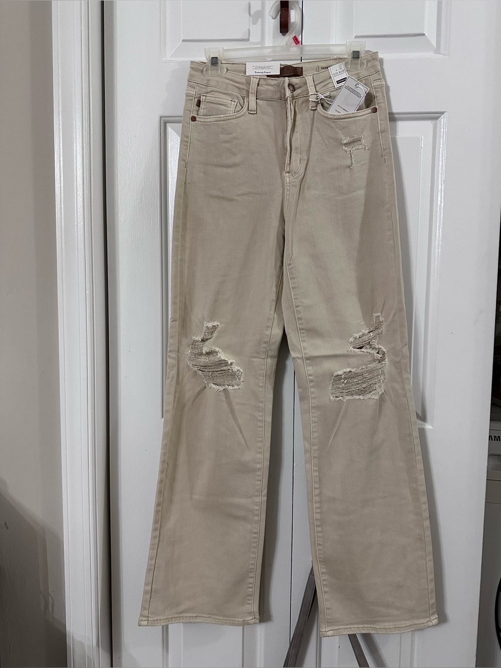 Judy blues Beige high waisted Distressed Wide-Leg Jeans